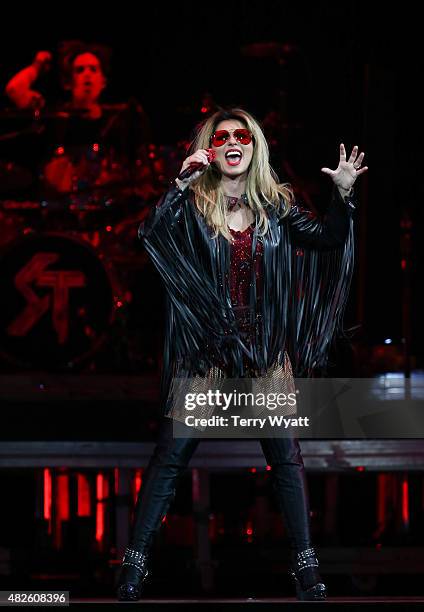 Singer-songwriter Shania Twain performs during the Rock This Country tour at Bridgestone Arena on July 31, 2015 in Nashville, Tennessee.