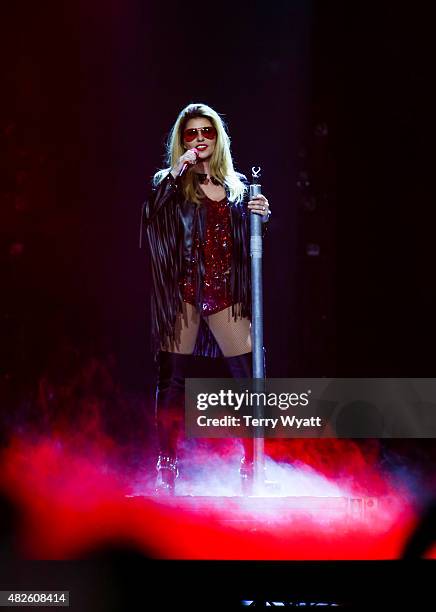 Singer-songwriter Shania Twain performs during the Rock This Country tour at Bridgestone Arena on July 31, 2015 in Nashville, Tennessee.