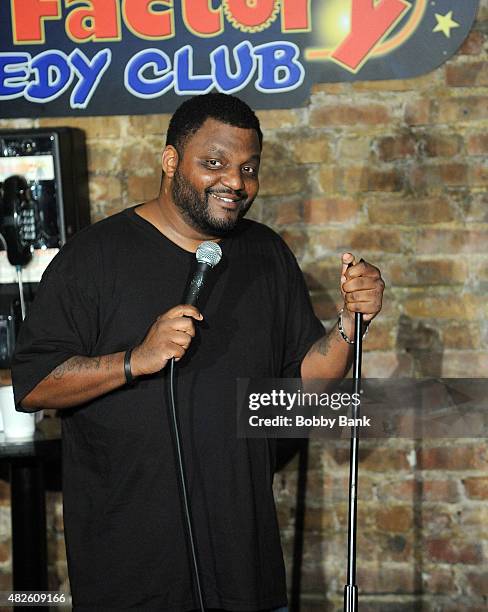 Comedian Aries Spears performs at The Stress Factory Comedy Club on July 31, 2015 in New Brunswick, New Jersey.