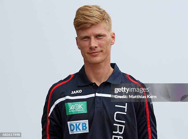 Physiotherapist Andreas Bohn poses during the official women's team presentation of 1.FFC Turbine Potsdam at Luftschiffhafen on July 31, 2015 in...