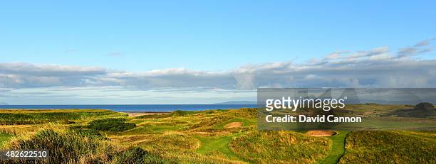 The 123 yards par 3, 8th hole 'Postage Stamp' on the Old Course at Royal Troon the venue for the 2016 Open Championship on July 30, 2015 in Troon,...