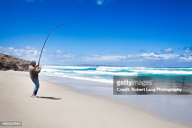 beach fishing, south australia - fishing australia stock pictures, royalty-free photos & images