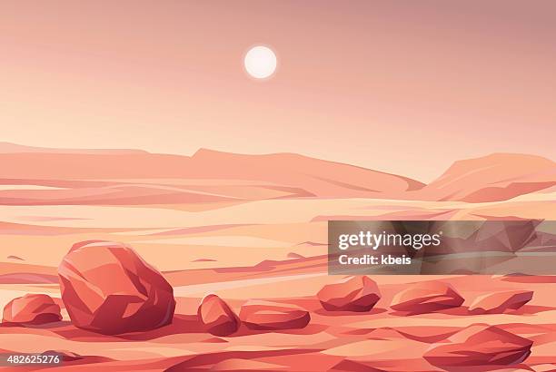 martian landscape - mars planet stock illustrations