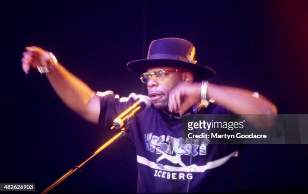 Jam Master Jay of Run DMC performs on stage at the Respect Festival, Finsbury Park, London, United Kingdom, 2001.