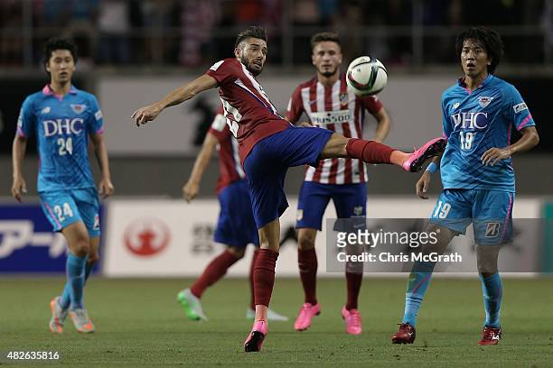 Yannick Carrasco of Atletico Madrid deflects a pass against Sagan Tosu F.C. During the friendly match between Atletico Madrid and Sagan Tosu F.C. At...