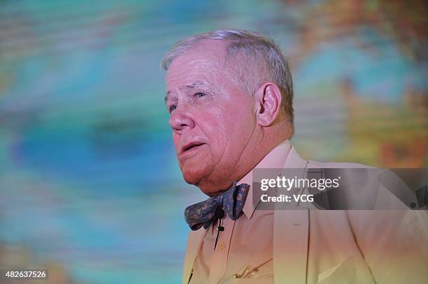 Jim Rogers, American businessman, investor and author, attends a forum of Cheuk Yu Property on August 1, 2015 in Hefei, Anhui Province of China.