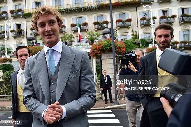 Pierre Casiraghi , Prince Albert II of Monaco's nephew, leaves the Des Iles Borromees Hotel on his way to the religious ceremony of his wedding with...