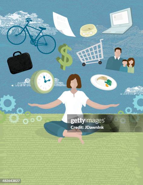 women work life balance concept - editorial illustration stock illustrations