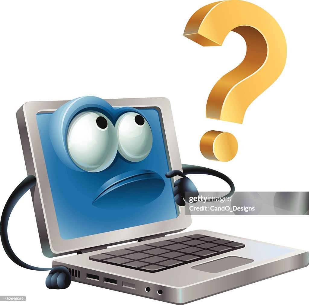 Laptop Cartoon Thinking High-Res Vector Graphic - Getty Images