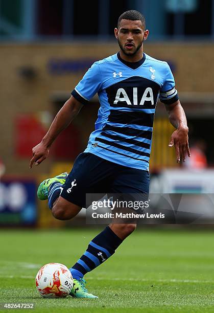 Cameron Carter-Vickers of Tottenham XI in action during a pre-season friendly match between Stevenage and Tottenham XI at the Lamax Stadium on August...