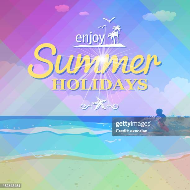 summer holiday in surfing beach - water slide stock illustrations