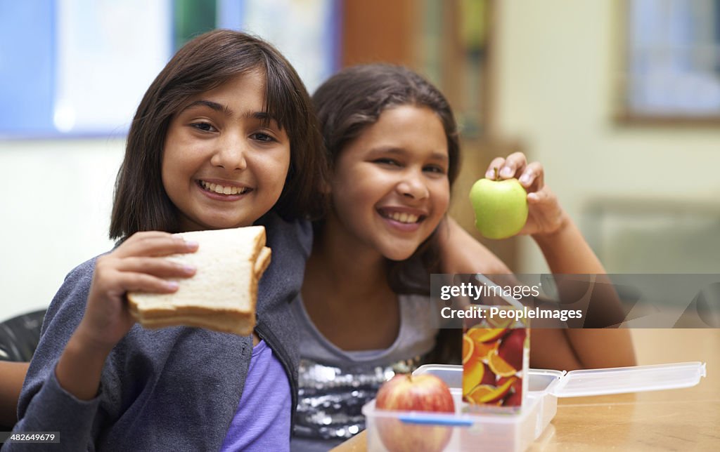 Showing off their lunch