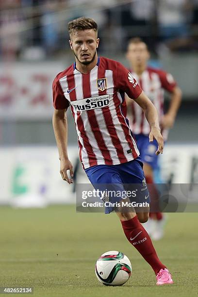 Saul Niguez of Atletico Madrid looks to pass against Sagan Tosu F.C. During the friendly match between Atletico Madrid and Sagan Tosu F.C. At Tosu...