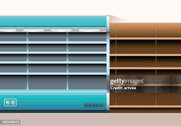 ilustraciones, imágenes clip art, dibujos animados e iconos de stock de concepto de compras - frigorífico