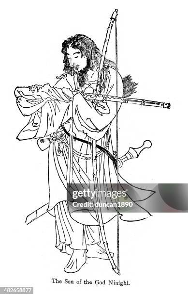 sohn der gott ninigi - mythologie stock-grafiken, -clipart, -cartoons und -symbole