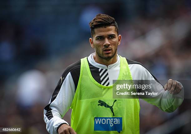 Mehdi Abeid of Newcastle warms up during the Pre Season Friendly between Newcastle United and Borussia Monchengladbach at St.James Park on August 1...