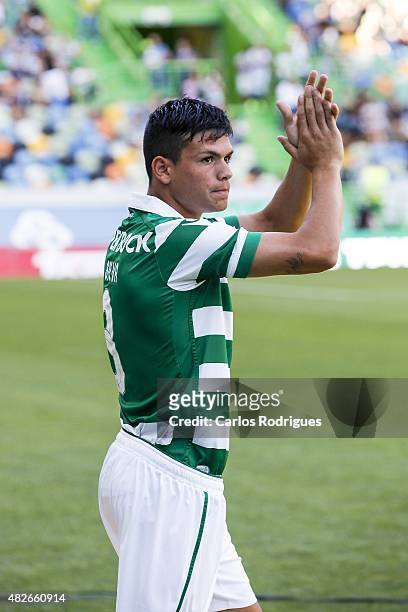 Sporting's defender Jonathan Silva during the pre-season friendly between Sporting CP and AS Roma at Estadio Jose Alvalade on August 1, 2015 in...