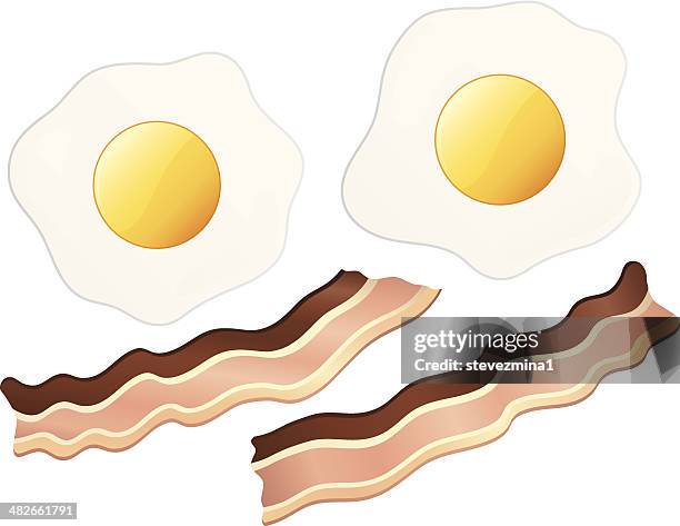 bacon and eggs - bacon breakfast stock illustrations