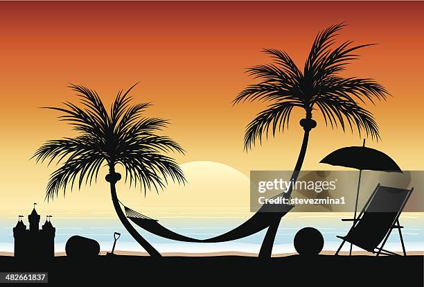 stockillustraties, clipart, cartoons en iconen met sunset beach - zonsondergang