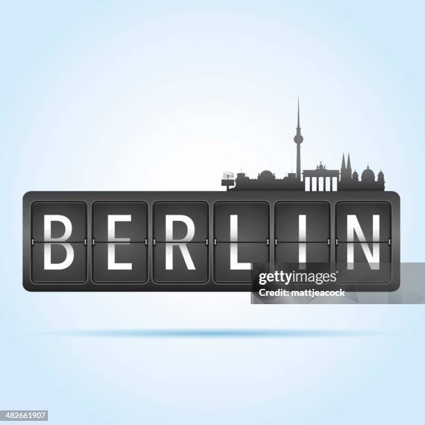 berlin departure board - transportation building type of building stock illustrations