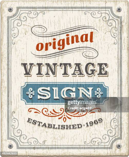 ilustraciones, imágenes clip art, dibujos animados e iconos de stock de vintage cartel de madera - rústico