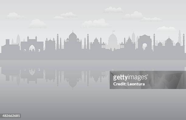 pollution in india - local landmark stock illustrations
