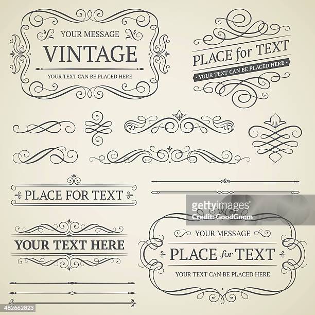 vintage frames and scrolls - calligraphy stock illustrations