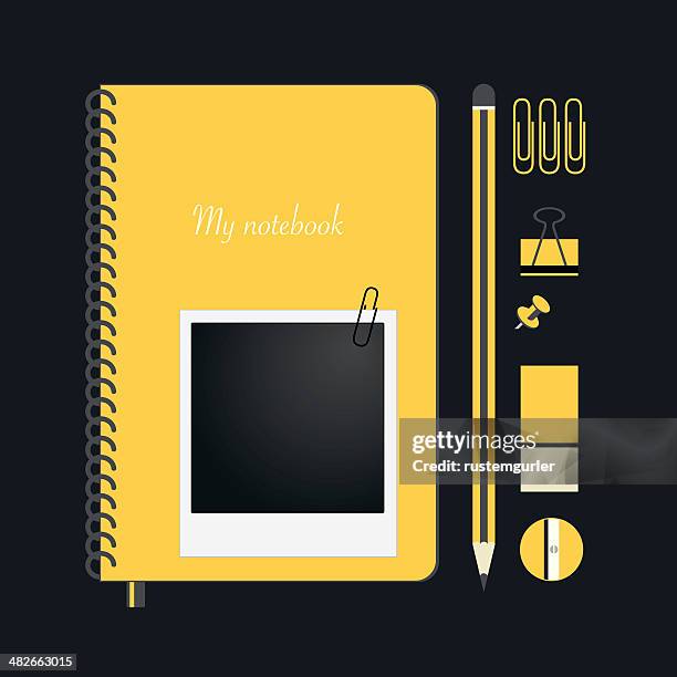 hinweis buchen und foto-bilderrahmen - fotopapier stock-grafiken, -clipart, -cartoons und -symbole