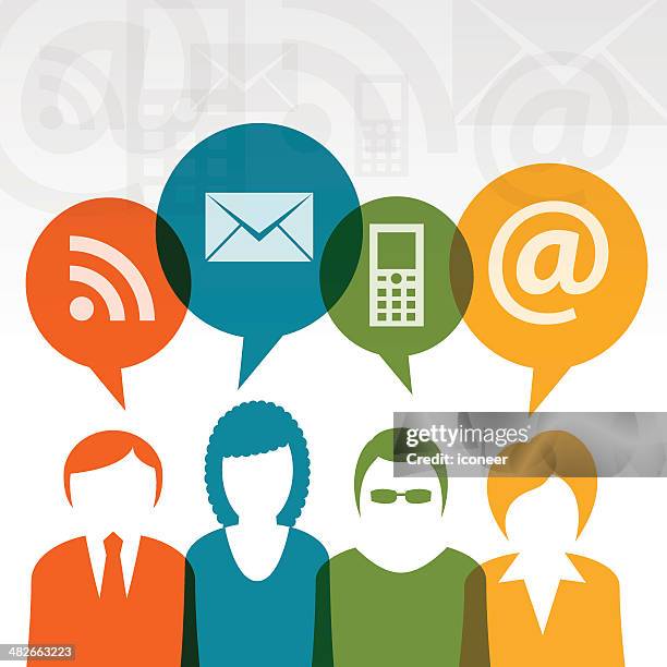 teamwork business users chatting - response team stock illustrations