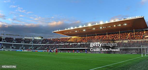 General view during the pre season friendly match at Olympic Stadium on August 1, 2015 in Helsinki, Finland.