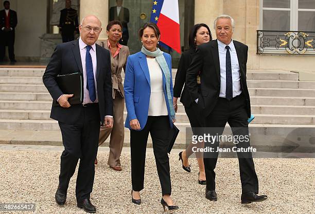 Michel Sapin, french Minister of Budget, Segolene Royal, french Minister of Ecology, Sustainable Development and Energy and Francois Rebsamen, french...