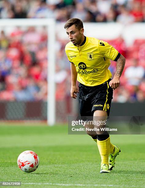 Lewis Kinsella of Aston Villa during the pre season friendly match between Nottingham Forest and Aston Villa at the City Ground on August 01, 2015 in...