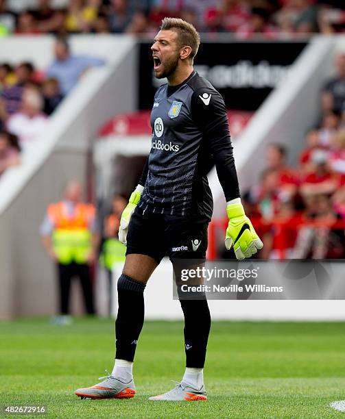 Mark Bunn of Aston Villa during the pre season friendly match between Nottingham Forest and Aston Villa at the City Ground on August 01, 2015 in...