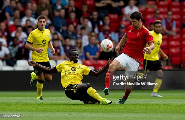 Idrissa Gueye of Aston Villa during the pre season friendly match between Nottingham Forest and Aston Villa at the City Ground on August 01, 2015 in...