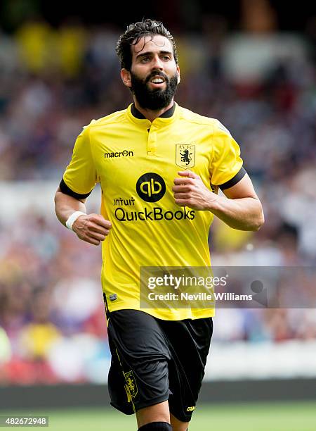 Jose Angel Crespo of Aston Villa during the pre season friendly match between Nottingham Forest and Aston Villa at the City Ground on August 01, 2015...