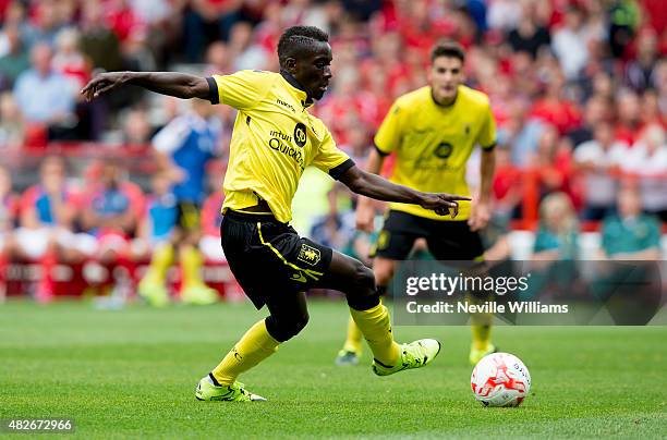 Idrissa Gueye of Aston Villa during the pre season friendly match between Nottingham Forest and Aston Villa at the City Ground on August 01, 2015 in...