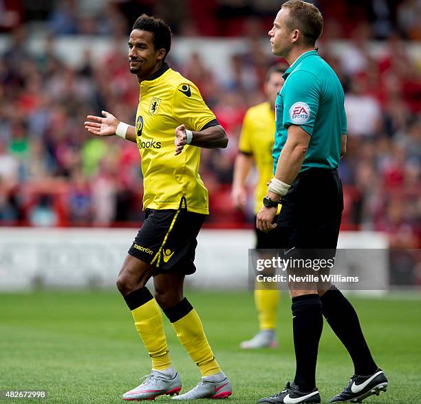 Scott Sinclair of Aston Villa during the pre season friendly match between Nottingham Forest and Aston Villa at the City Ground on August 01, 2015 in...