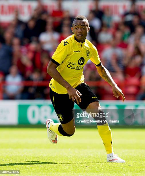 Jordan Ayew of Aston Villa during the pre season friendly match between Nottingham Forest and Aston Villa at the City Ground on August 01, 2015 in...