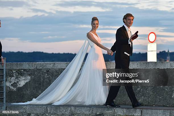 Pierre Casiraghi and Beatrice Borromeo are seen on August 1, 2015 in ANGERA, Italy.