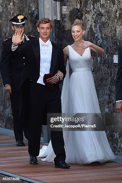 Pierre Casiraghi and Beatrice Borromeo are seen on August 1, 2015 in ANGERA, Italy.