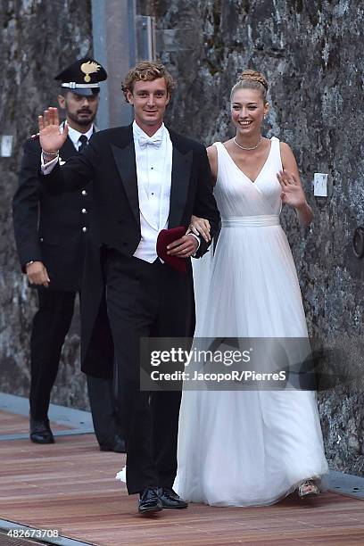 Pierre Casiraghi and Beatrice Borromeo are seen on August 1, 2015 in ANGERA, Italy.