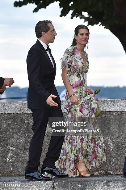 Charlotte Casiraghi and Gad Elmaleh are seen on August 1, 2015 in ANGERA, Italy.