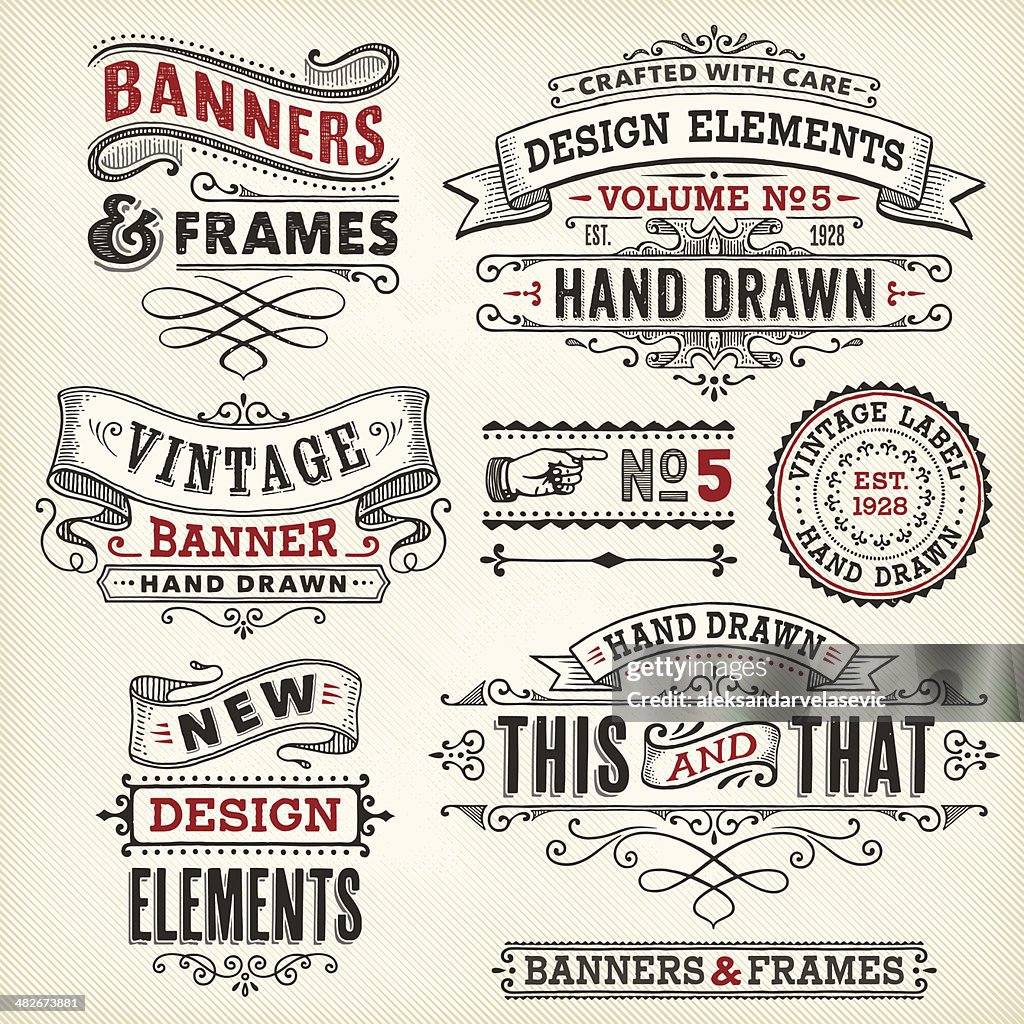 Vintage-Bilder und Banner für hand drawn