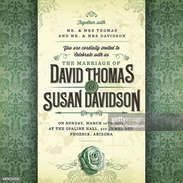 ilustrações de stock, clip art, desenhos animados e ícones de vintage convite de casamento - barroco