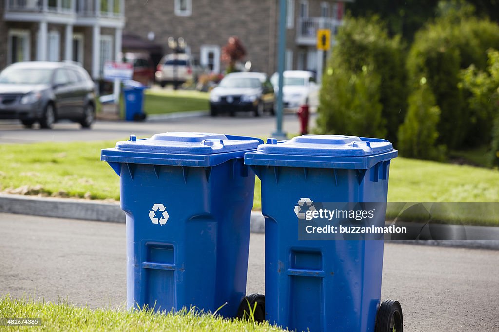 Recycle bin in front of the street