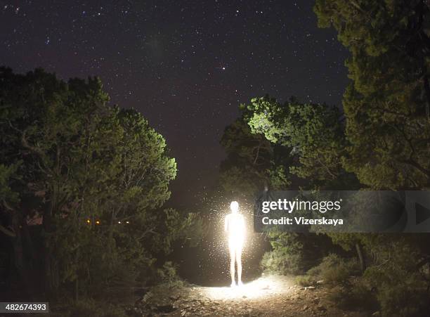 luminosity figure at night - phosphorescence stock pictures, royalty-free photos & images