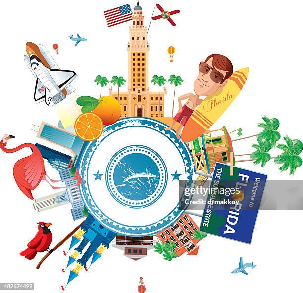 florida travel - beach hut stock illustrations