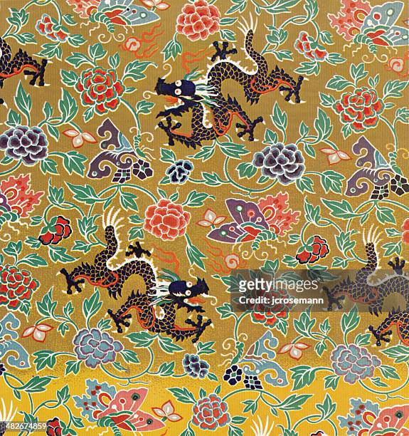 traditional asian wallpaper - dragon stock illustrations