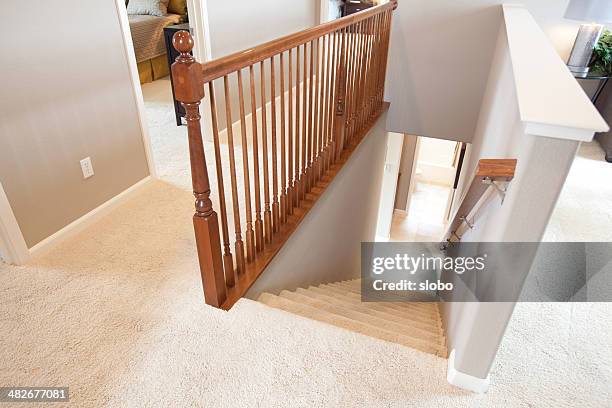 carpeted stairs - carpet stairs stock pictures, royalty-free photos & images