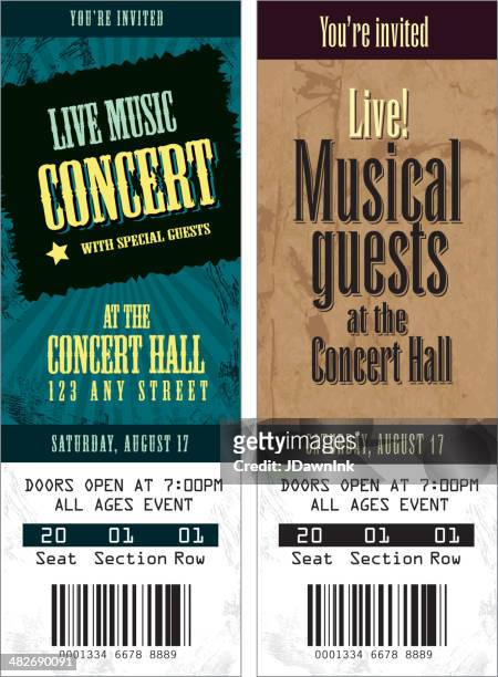 set of cool concert tickets template - concert stock illustrations